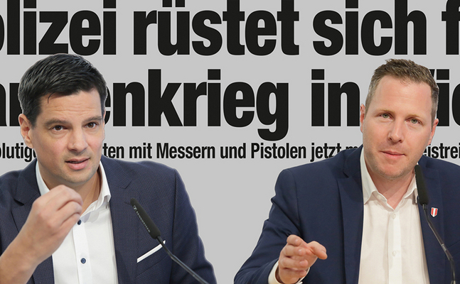 FPÖ-Sicherheitssprecher Hannes Amesbauer (l.) und -Generalsekretär Michael Schnedlitz.