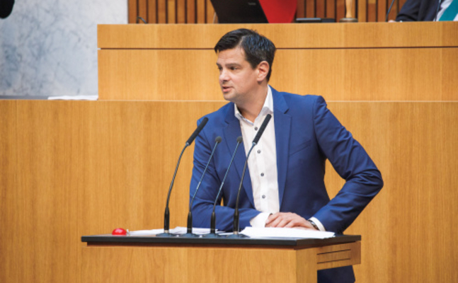 FPÖ-Sicherheitssprecher Hannes Amesbauer im Parlament.