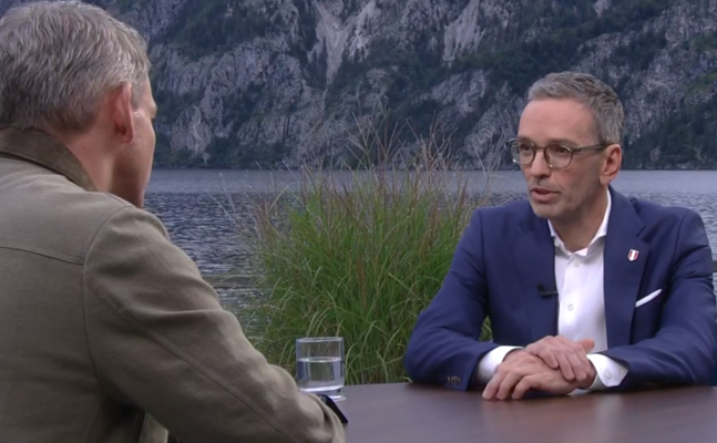 FPÖ-Bundesparteiobmann Herbert Kickl beim ORF-Sommergespräch am 19. August mit Martin Thür.